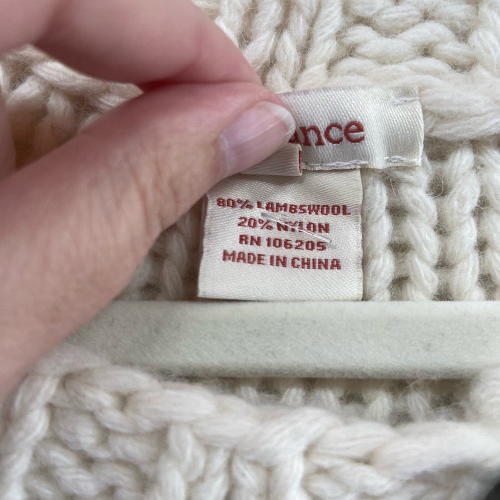 Sundance Cream Cardigan Size XL Lambswool Blend dry clean only - Picture 3 of 6